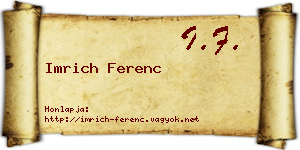 Imrich Ferenc névjegykártya